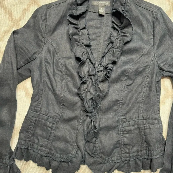 Black cropped linen jacket - Picture 5 of 13